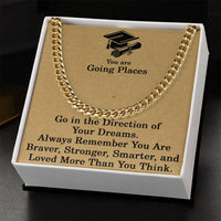 Load image into Gallery viewer, Graduation Gifts for Him Gradation Necklace for Men Class of 2025 Gift You Are Going Places Cuban Link Chain Gifts for Graduates ShineOn Fulfillment
