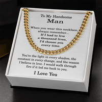 Load image into Gallery viewer, To My Handsome Man Necklace, Cuban Link Chain for Men - Stainless Steel Cuban Link Chain Necklace for Husband or Boyfriend
