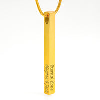 Load image into Gallery viewer, Custom 4-sided vertical bar necklace engraved with names in 18K gold and polished steel, standard gift box included
