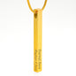 Custom 4-sided vertical bar necklace engraved with names in 18K gold and polished steel, standard gift box included