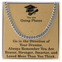 Load image into Gallery viewer, Graduation Gifts for Him Gradation Necklace for Men Class of 2025 Gift You Are Going Places Cuban Link Chain Gifts for Graduates ShineOn Fulfillment
