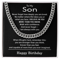 Load image into Gallery viewer, Birthday Gifts for Son - To My Son Necklace Stainless Steel Cuban Link Chain
