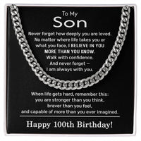Load image into Gallery viewer, 100th Birthday Gifts for Son - To My Son Necklace
