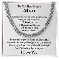 Load image into Gallery viewer, To My Handsome Man Necklace, Cuban Link Chain for Men - Stainless Steel Cuban Link Chain Necklace for Husband or Boyfriend
