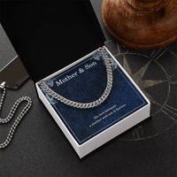 Load image into Gallery viewer, Mother Son Necklace from Mom – Cuban Link Chain for Birthday or Christmas – The Love Between Mother and Son Is Forever ShineOn Fulfillment
