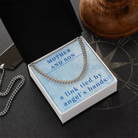 Load image into Gallery viewer, Mother Son Necklace from Mom – Son’s Cuban Link Chain for Birthday or Christmas – A Link Tied by Angel’s Hands ShineOn Fulfillment
