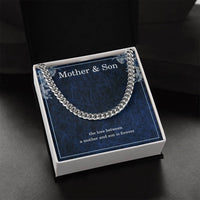 Load image into Gallery viewer, Mother Son Necklace from Mom – Cuban Link Chain for Birthday or Christmas – The Love Between Mother and Son Is Forever ShineOn Fulfillment
