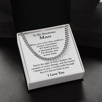 Load image into Gallery viewer, To My Handsome Man Necklace, Cuban Link Chain for Men - Stainless Steel Cuban Link Chain Necklace for Husband or Boyfriend
