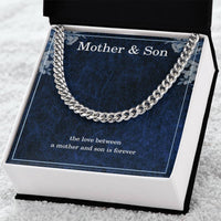 Load image into Gallery viewer, Mother Son Necklace from Mom – Cuban Link Chain for Birthday or Christmas – The Love Between Mother and Son Is Forever ShineOn Fulfillment
