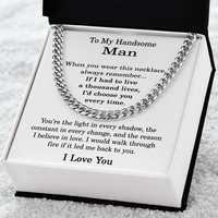 Load image into Gallery viewer, To My Handsome Man Necklace, Cuban Link Chain for Men - Stainless Steel Cuban Link Chain Necklace for Husband or Boyfriend
