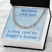 Load image into Gallery viewer, Mother Son Necklace from Mom – Son’s Cuban Link Chain for Birthday or Christmas – A Link Tied by Angel’s Hands ShineOn Fulfillment
