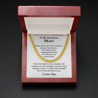 Load image into Gallery viewer, To My Handsome Man Necklace, Cuban Link Chain for Men - Stainless Steel Cuban Link Chain Necklace for Husband or Boyfriend
