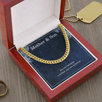 Load image into Gallery viewer, Mother Son Necklace from Mom – Cuban Link Chain for Birthday or Christmas – The Love Between Mother and Son Is Forever ShineOn Fulfillment
