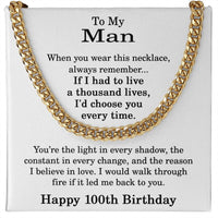 Load image into Gallery viewer, 100th Birthday Gift for Him - To My Man Necklace
