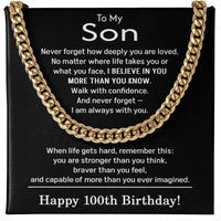 Load image into Gallery viewer, 100th Birthday Gifts for Son - To My Son Necklace
