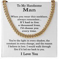 Load image into Gallery viewer, To My Handsome Man Necklace, Cuban Link Chain for Men - Stainless Steel Cuban Link Chain Necklace for Husband or Boyfriend
