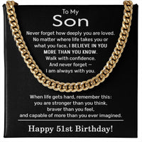 Load image into Gallery viewer, 51st Birthday Gifts for Son - To My Son Necklace
