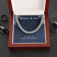 Load image into Gallery viewer, Mother Son Necklace from Mom – Cuban Link Chain for Birthday or Christmas – The Love Between Mother and Son Is Forever ShineOn Fulfillment
