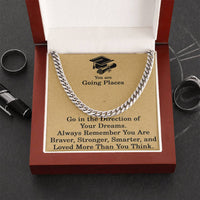 Load image into Gallery viewer, Graduation Gifts for Him Gradation Necklace for Men Class of 2025 Gift You Are Going Places Cuban Link Chain Gifts for Graduates ShineOn Fulfillment
