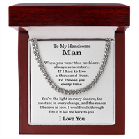 Load image into Gallery viewer, To My Handsome Man Necklace, Cuban Link Chain for Men - Stainless Steel Cuban Link Chain Necklace for Husband or Boyfriend
