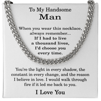 Load image into Gallery viewer, To My Handsome Man Necklace, Cuban Link Chain for Men - Stainless Steel Cuban Link Chain Necklace for Husband or Boyfriend
