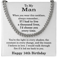 Load image into Gallery viewer, 14th Birthday Gift for Him - To My Man Necklace
