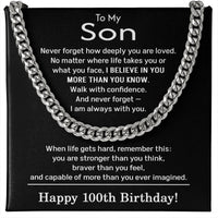 Load image into Gallery viewer, 100th Birthday Gifts for Son - To My Son Necklace
