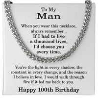 Load image into Gallery viewer, 100th Birthday Gift for Him - To My Man Necklace
