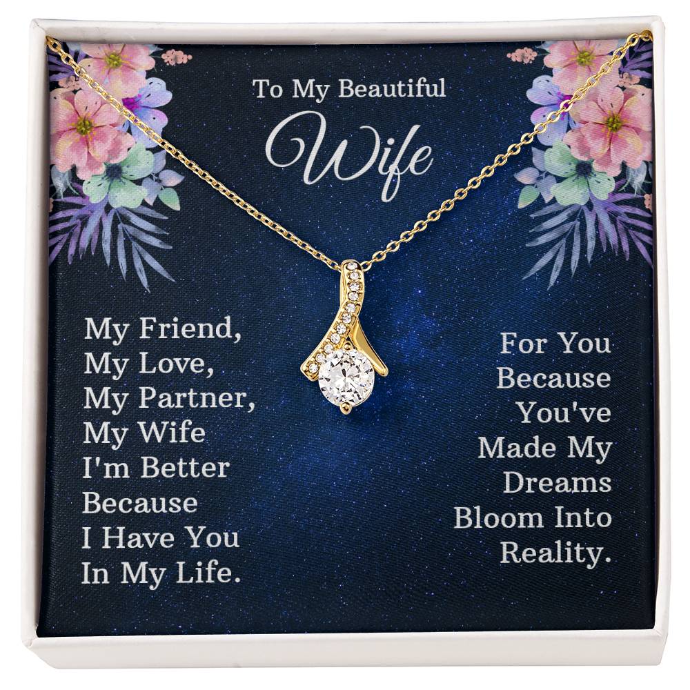 To My Beautiful Wife Necklace Wife Christmas Gift Wife Valentine's Day Gifts for Women