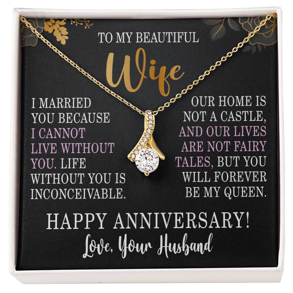 Anniversary Necklace for Wife Anniversary Gifts for Women I Cannot Live Without You Wife Alluring Beauty Necklace