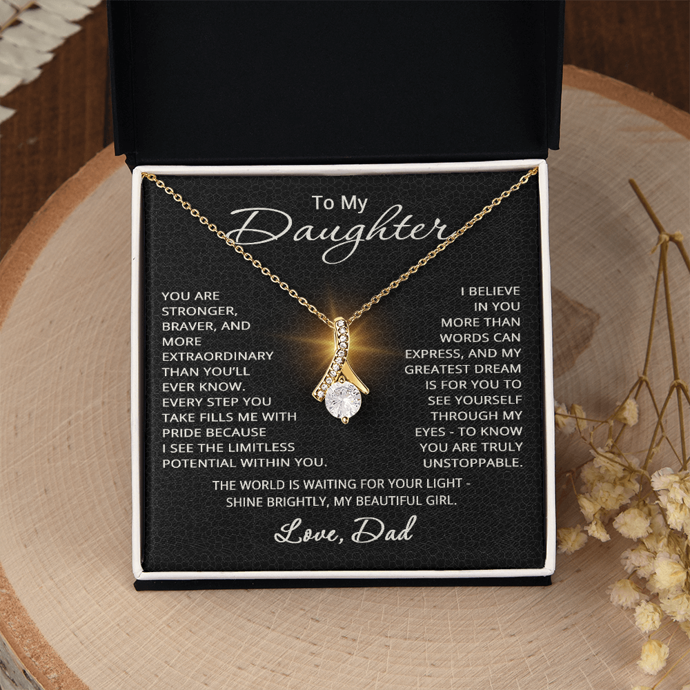 To My Daughter Necklace from Dad Daughter Gift from Father to  Daughter Jewelry with Pendant Braver Stronger