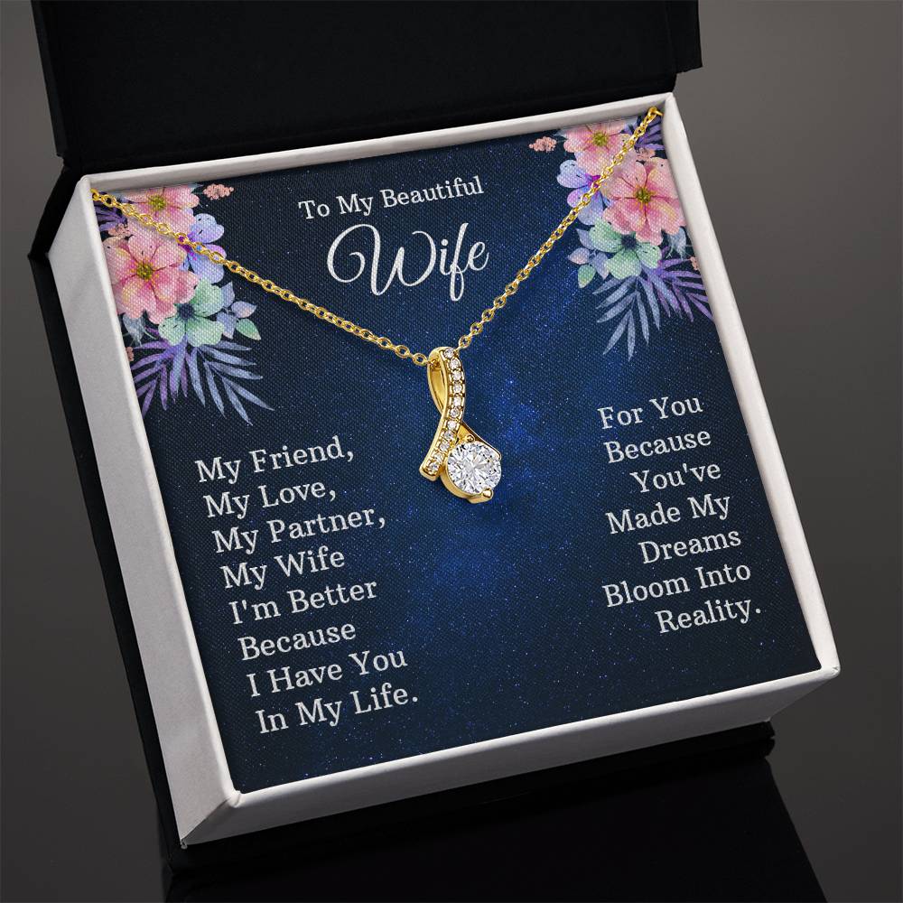 To My Beautiful Wife Necklace Wife Christmas Gift Wife Valentine's Day Gifts for Women