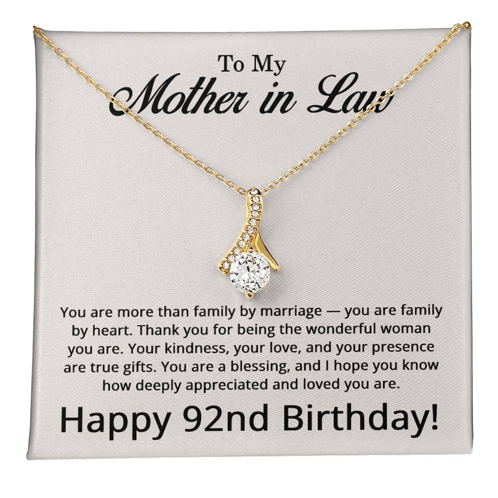 92nd Birthday Gifts for Mother in Law - To My Mother in Law Necklace