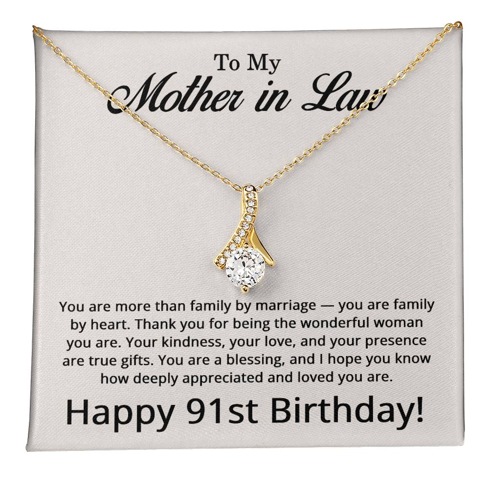 91st Birthday Gifts for Mother in Law - To My Mother in Law Necklace