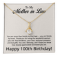 100th Birthday Gifts for Mother in Law - To My Mother in Law Necklace