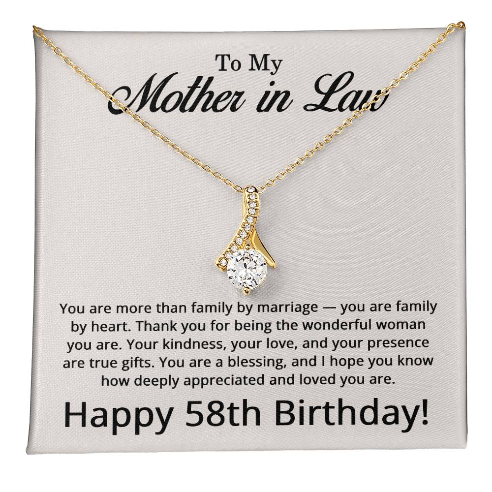 58th Birthday Gifts for Mother in Law - To My Mother in Law Necklace