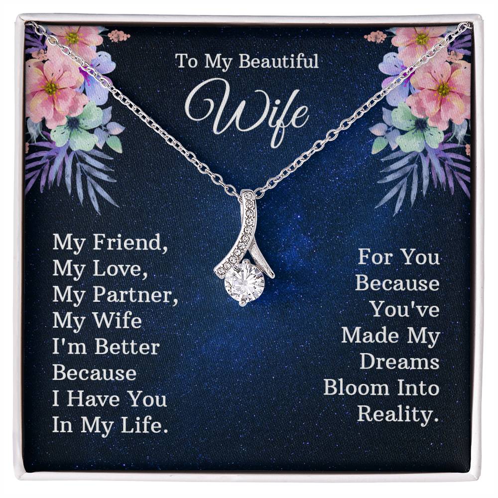 To My Beautiful Wife Necklace Wife Christmas Gift Wife Valentine's Day Gifts for Women