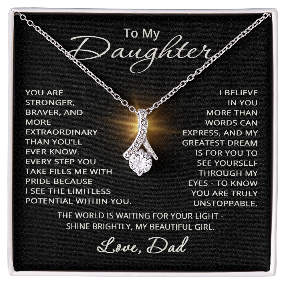 To My Daughter Necklace from Dad Daughter Gift from Father to  Daughter Jewelry with Pendant Braver Stronger