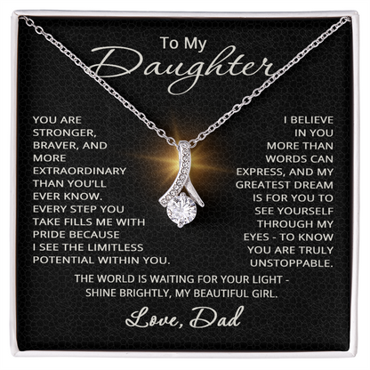 To My Daughter Necklace from Dad Daughter Gift from Father to  Daughter Jewelry with Pendant Braver Stronger