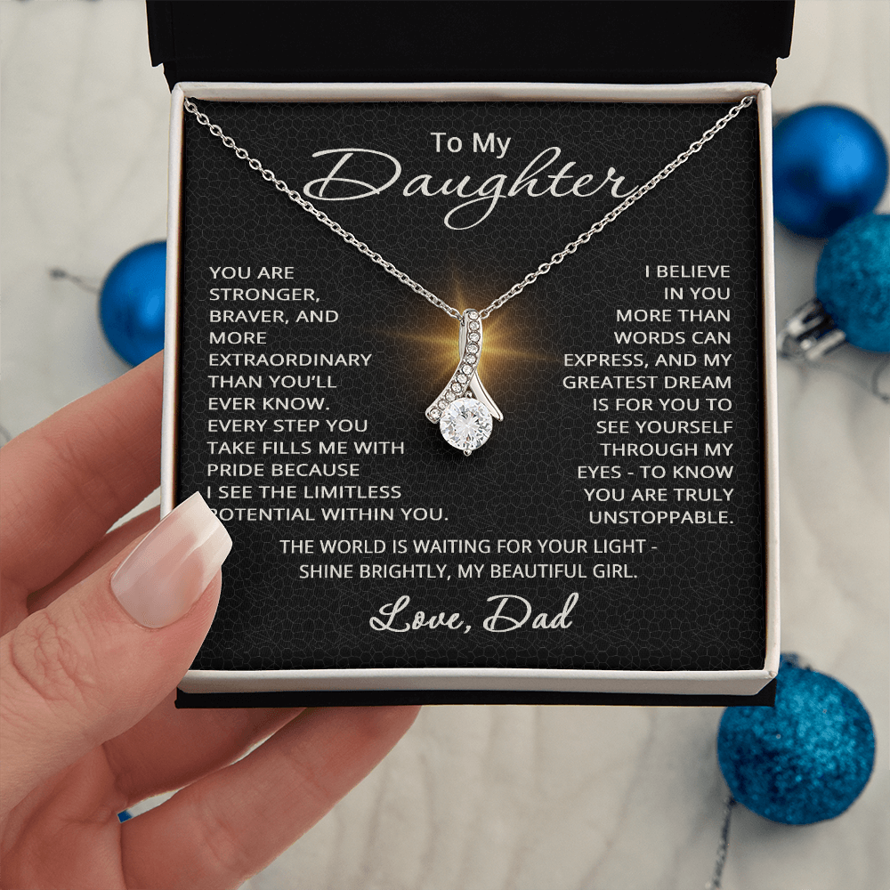 To My Daughter Necklace from Dad Daughter Gift from Father to  Daughter Jewelry with Pendant Braver Stronger