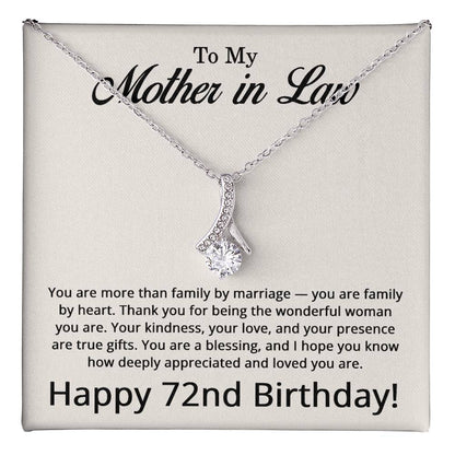 72nd Birthday Gifts for Mother in Law - To My Mother in Law Necklace