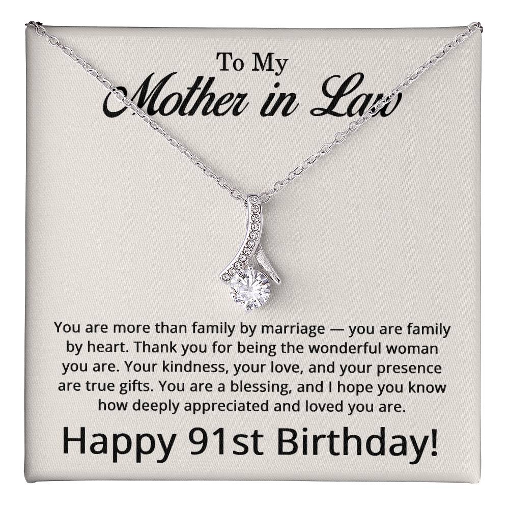 91st Birthday Gifts for Mother in Law - To My Mother in Law Necklace