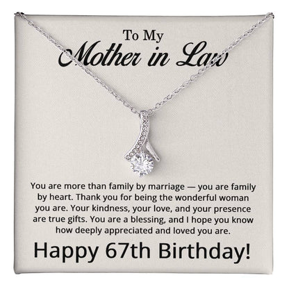 67th Birthday Gifts for Mother in Law - To My Mother in Law Necklace