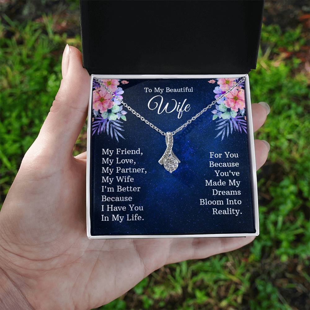 To My Beautiful Wife Necklace Wife Christmas Gift Wife Valentine's Day Gifts for Women