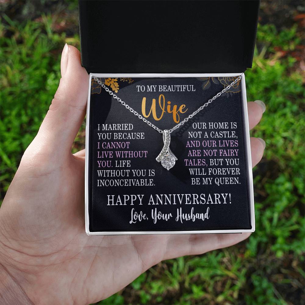 Anniversary Necklace for Wife Anniversary Gifts for Women I Cannot Live Without You Wife Alluring Beauty Necklace
