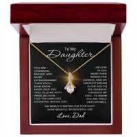 Load image into Gallery viewer, To My Daughter Necklace from Dad Daughter Gift from Father to  Daughter Jewelry with Pendant Braver Stronger

