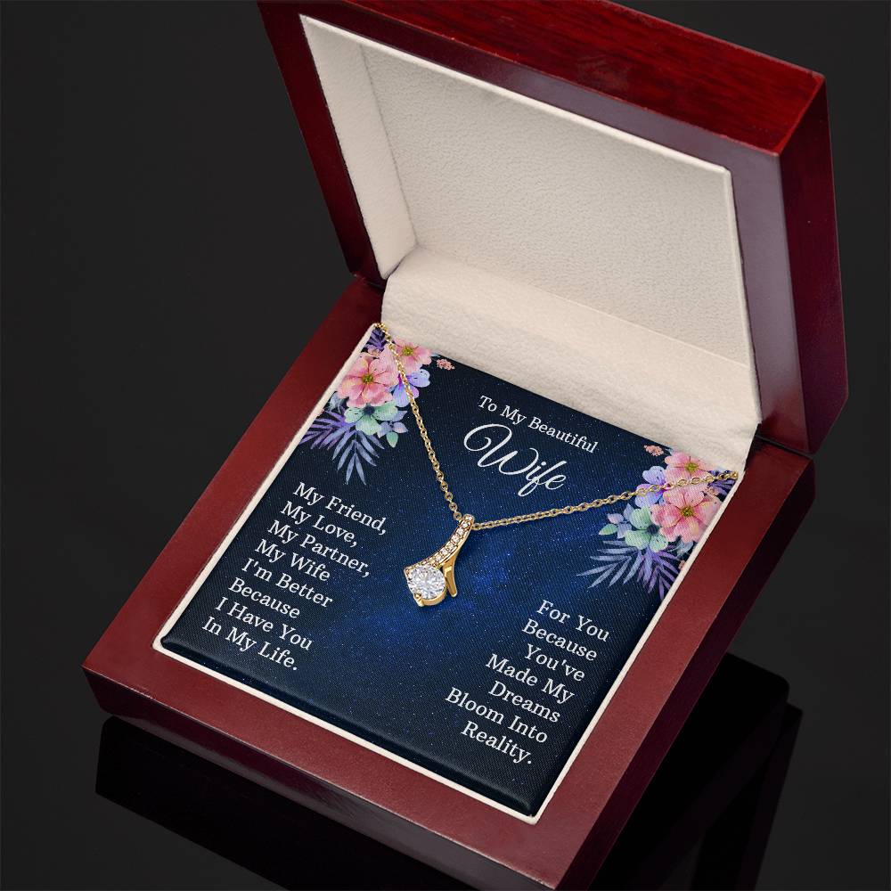 To My Beautiful Wife Necklace Wife Christmas Gift Wife Valentine's Day Gifts for Women