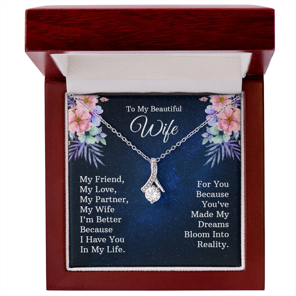 To My Beautiful Wife Necklace Wife Christmas Gift Wife Valentine's Day Gifts for Women
