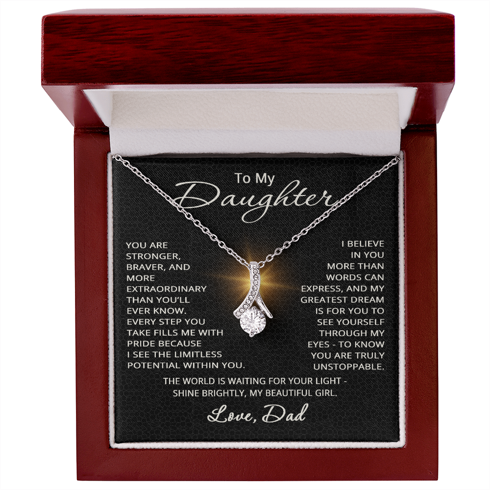 To My Daughter Necklace from Dad Daughter Gift from Father to  Daughter Jewelry with Pendant Braver Stronger