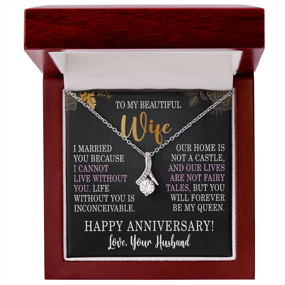 Anniversary Necklace for Wife Anniversary Gifts for Women I Cannot Live Without You Wife Alluring Beauty Necklace